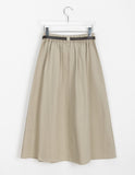 Suab Belt Pintuck Long Skirt