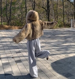 High Quality Egg Big Hood Crop Hip Mood Fur Jacket