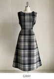 Mediz Wool Check A-line Vest Long One Piece
