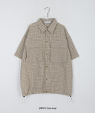 [unisex] Silky String Big Pocket Check Over Shirt