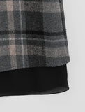Notats banding check layered wool long skirt