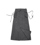 Pigmented Rope Cut Cargo Long Skirt