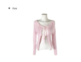 Helo Angora Rib Ribbon Knit Cardigan