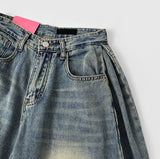 Summer ver cooling pleats side pintuck balloon wide fit pants