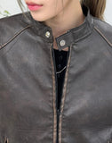 Fez Vintage Washing Leather Jacket