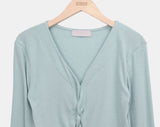 Duhi Twisted Button Long Sleeve Cardigan