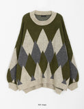 Lanlu Argyle Wool Over Knit