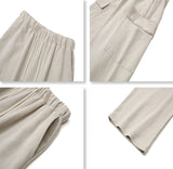 Linen Banding Cargo Wide Pants