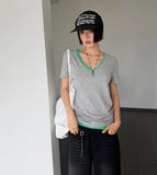 SOFT LONG V-NECK TEE