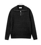 Cable pullover half zip-up knit