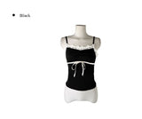 Conma Lace Shirred Ribbon Ribbed Sleeveless