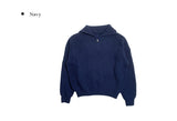 Plan] Vanilla Neck Collar Loose Fit Knit Half Zip-up