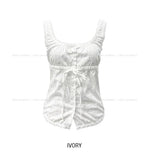 Zuki Vintage Ruffle Button Top