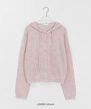 Ponidi Punching Hood Wool Knit Cardigan