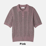Roy openwork short sleeve collar knit