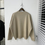 Shoulder drop unbalance v neck crop knit