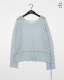 Daen Alpaca Wool Punching Frill Strap Knit