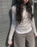 [1+1][MADE] Border Layered Tencel Long Sleeve T-shirt