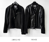 Deep Black Knit Suede Jacket