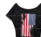 American Vintage Print Off Shoulder Short Sleeve