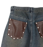 Elt leather pocket denim pants