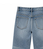 Left-washed flare denim pants