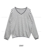 Soy Striped V-Neck Knit