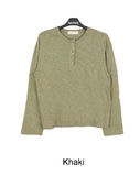 Heren Roll-up Slub Henley Neck Long Sleeve