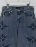 [unisex] Elisha Crack Washing Slit Wide Denim Pants
