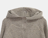 Sihan High Neck Angora Hooded Knit Cardigan