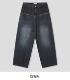 Kio two-tone layered denim pants