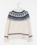 Vanini Nordic Round Wool Knit Zip-Up Cardigan