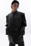 washing leather 4 buttons blazer