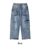 Benon Washed Cargo Strap Denim Pants