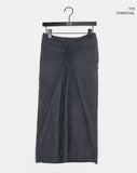 Niru shirring string long slim corduroy skirt