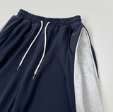 Two-Way Jogger Wide Side Folding Cut Two-Tone Training Pants