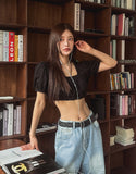 MUSE Lace Puff Crop Short Sleeve