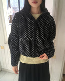 [Brushed Lining] Nipu Dot Fleece Hood Zip-Up Jumper