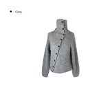 Juke diagonal button high neck knit