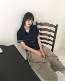Sino Pocket Snap Button Short Sleeve Denim Shirt