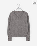 Eha Button Warmer Wool V-neck Knit