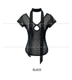 Blurry dot see-through hole short sleeve scarf set