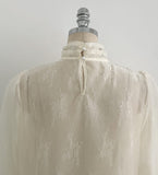 Loet Pintuck Pearl Sheer Lace Blouse