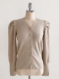 Leveyu V-neck Puff Knit Cardigan