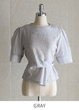 Marisa Short Sleeve Puff Unbalanced Wrap Blouse
