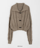 Beltin duffel cable crop collar cardigan