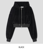 Wrinkle Velour Two Way Crop Hood Zip-Up