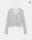 Ate frill punching see-through cardigan