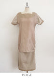 Even Square Neck Shirring Long One Piece