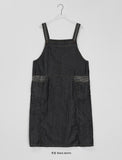 Moeti Check Color Matching Pocket Denim Suspenders One Piece
